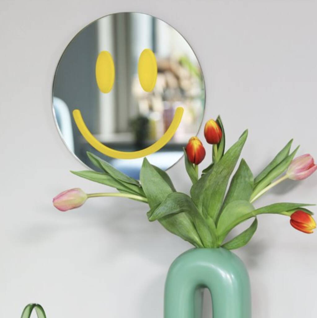 Freestanding Smile Face Glass Mirror, 1 of 6