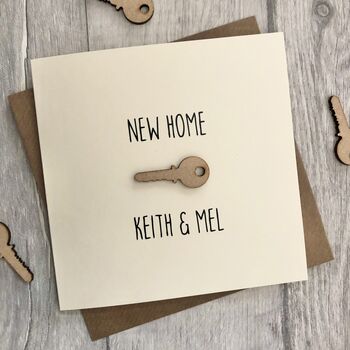 New Home Wooden Key Personalised Card, 2 of 4