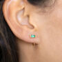 Baguette Birthstone Pull Through Huggie Hoop Earrings, thumbnail 3 of 10