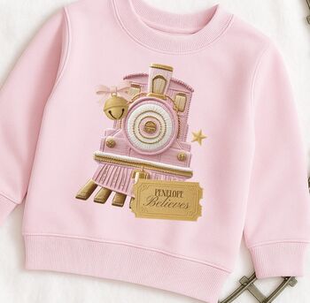 Personalised Polar Express Believe Christmas Jumper, 2 of 3