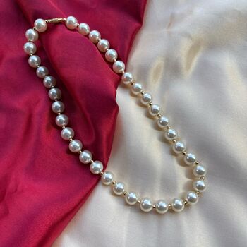 Large Ivory Lightweight Round Pearl Statement Choker Necklace, 4 of 5