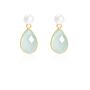 Clara Freshwater Pearl And Aqua Chalcedony Drop Earrings, thumbnail 2 of 3
