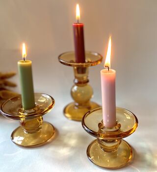 Amber Glass Candlesticks, 2 of 5