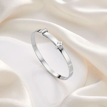 Personalised Sterling Silver My First Diamond Christening Cross Baby Bangle Christening | Baptism | 1st Birthday | Engraved Jewellery, 2 of 7