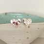 Silver Hammered Heart Stud Earrings, thumbnail 2 of 6