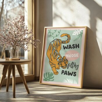 Wash Those Filthy Paws Print | Bathroom Poster, 2 of 3