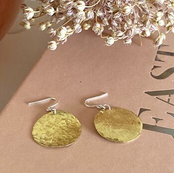 Hammered Brass Moon Earrings, 3 of 3