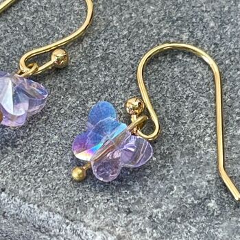 Iridescent Crystal Butterfly Earrings, 3 of 3