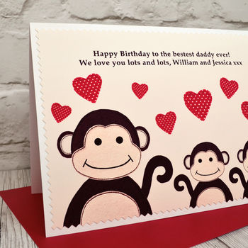 'Monkey' Birthday Card From One, Two Or Three Children, 2 of 6