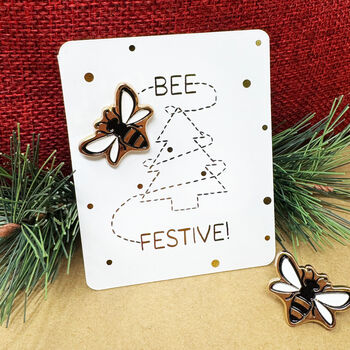 Festive Bee Merry Pin Badge, 6 of 6