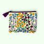 Embroidered Velvet Mini Pouch | Ditsy Garden Floral In Cream And Purples, thumbnail 1 of 3