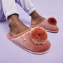 Personalised Dusky Pink Pom Pom Slippers, thumbnail 1 of 4