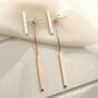 Sterling Silver Rose Gold Plated T Bar Dangly Earrings, thumbnail 3 of 5