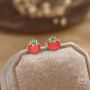 Stering Silver Tomato Stud Earrings, thumbnail 2 of 12