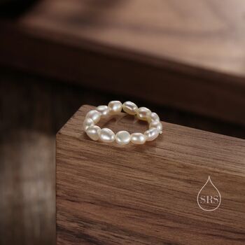 Genuine Baroque Pearl Elastic Ring, 9 of 12
