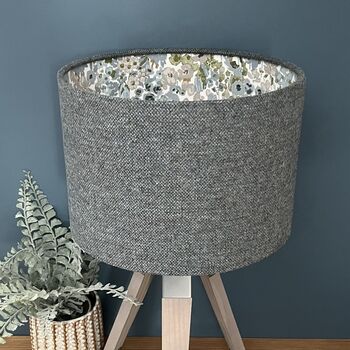 Enid Roan Blue Tweed Floral Lined Lampshades, 4 of 11
