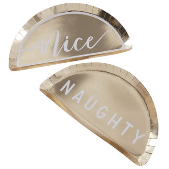 Gold Naughty Or Nice Christmas Paper Plates, 2 of 3