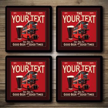 Personalised Bar Runner And Coasters The Last Stop, 3 of 9