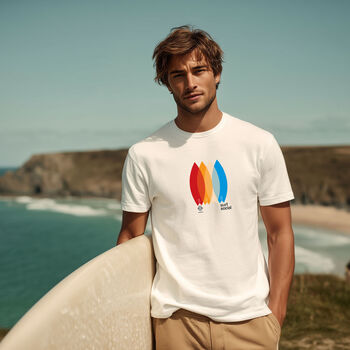 Surfboard Organic White Beach T Shirt, 4 of 6