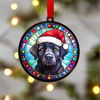 Labrador Black In Santa Hat Suncatcher Decoration, 5 of 6