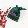 'Merry Christmas' Handmade Green / Pink Reusable Pouch, thumbnail 5 of 6