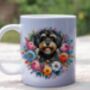 Personalised Jackapoo Summer Floral Dog Wreath Gift Keepsake Mug, thumbnail 1 of 2