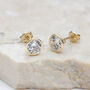 9ct Yellow Gold Cubic Zirconia Round Stud Earrings, thumbnail 1 of 3