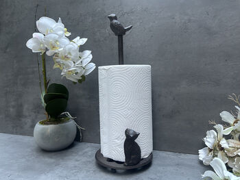 Cast Iron Kitchen Roll Holder – Cat And Bird Design, 6 of 11
