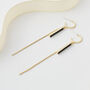 Black Pendant Long Chain Drop Earrings, thumbnail 1 of 3