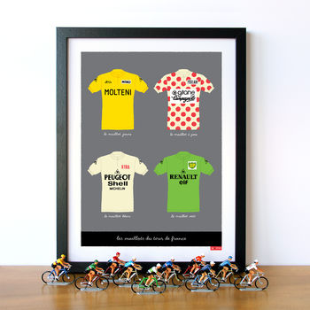 Tour De France Art Print, Vintage Cycling Jerseys, 2 of 5