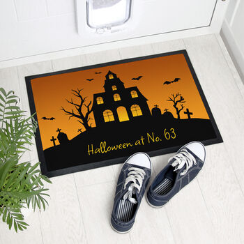 Personalised Halloween Spooky House Indoor Doormat, 2 of 4