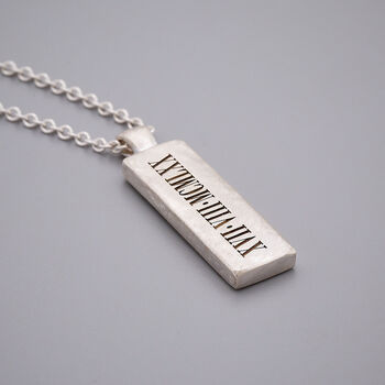Roman Numerals Silver Ingot Pendant, 2 of 5