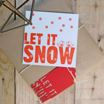 Handmade Letterpress Let It Snow Christmas Card Or Pack, 2 of 2