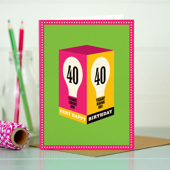 40th Milestone Birthday Card ‘Shine On’, 2 of 3