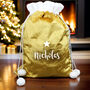 Personalised Name Only Gold Luxury Pom Pom Sack, thumbnail 1 of 2