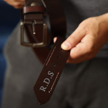 Men's Double Stitch Lines Premium Cow Leather Belt, 2 of 6