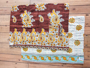 Set Of Two Colourful Sari Placemats, Kantha Stitch, 2 of 7