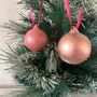 Set Of Six Tree Baubles Copper Bauble Purple Bauble, thumbnail 8 of 9