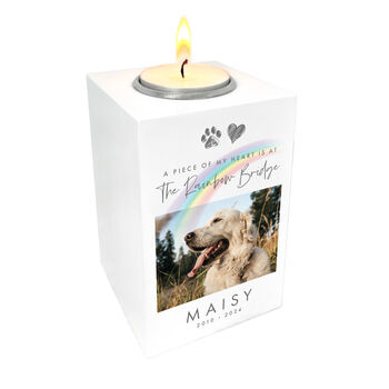 Personalised Rainbow Bridge Pet Photo Tea Light Holder, 5 of 7