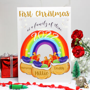 Rainbow First Christmas As A Family Card, 2 of 8