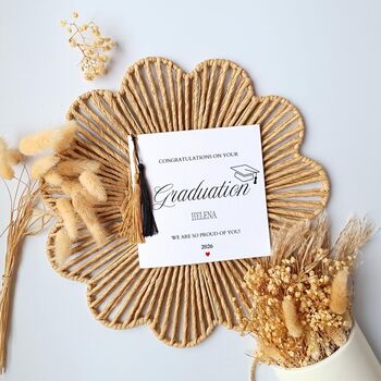 Graduation Tassel Card, Black And Gold Graduation Name Card, 2 of 3