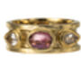 Gold Mixed Gemstone Drum Ring, thumbnail 1 of 11