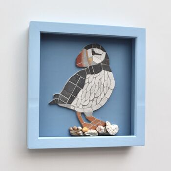 Handmade Framed Puffin Coastal Bird Mosaic Picture, 3 of 4