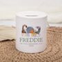 Personalised Money Box Christening Gift Animals, thumbnail 1 of 1
