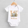 Personalised Safari Alphabet Baby Grow, thumbnail 1 of 8