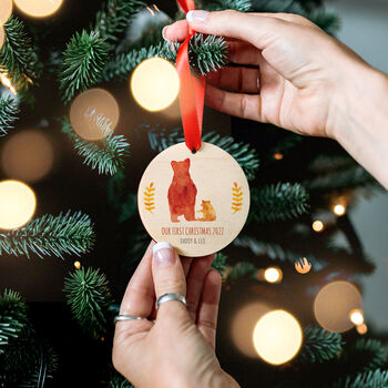 Couple's Or Baby's First Christmas Bear Family Bauble, 4 of 11