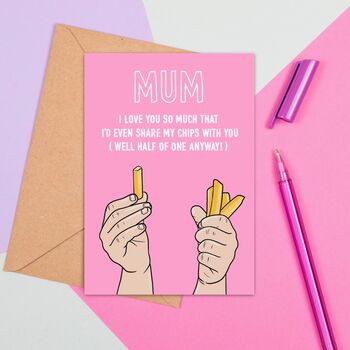 Large Size Chip Loving Mum/Mummy Card, 4 of 4
