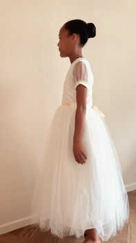 Duchess Satin First Communion Dress – Tulle Puff Sleeves And Tutu Skirt, 6 of 10