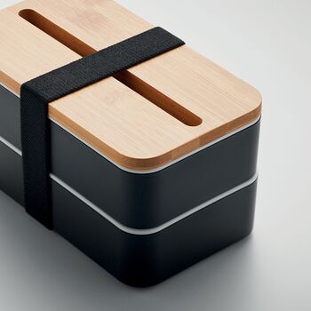 Two Tier Lunch Box With Bamboo Lid, 3 of 8