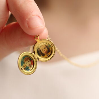 Tiny Small Round Locket Personalised Photo Necklace, 5 of 10